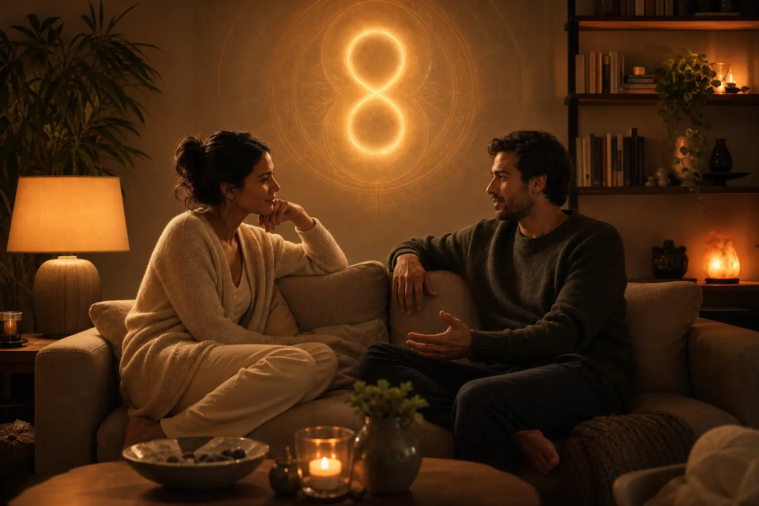 House number 8 love and relationship energy in a warm, grounded home setting