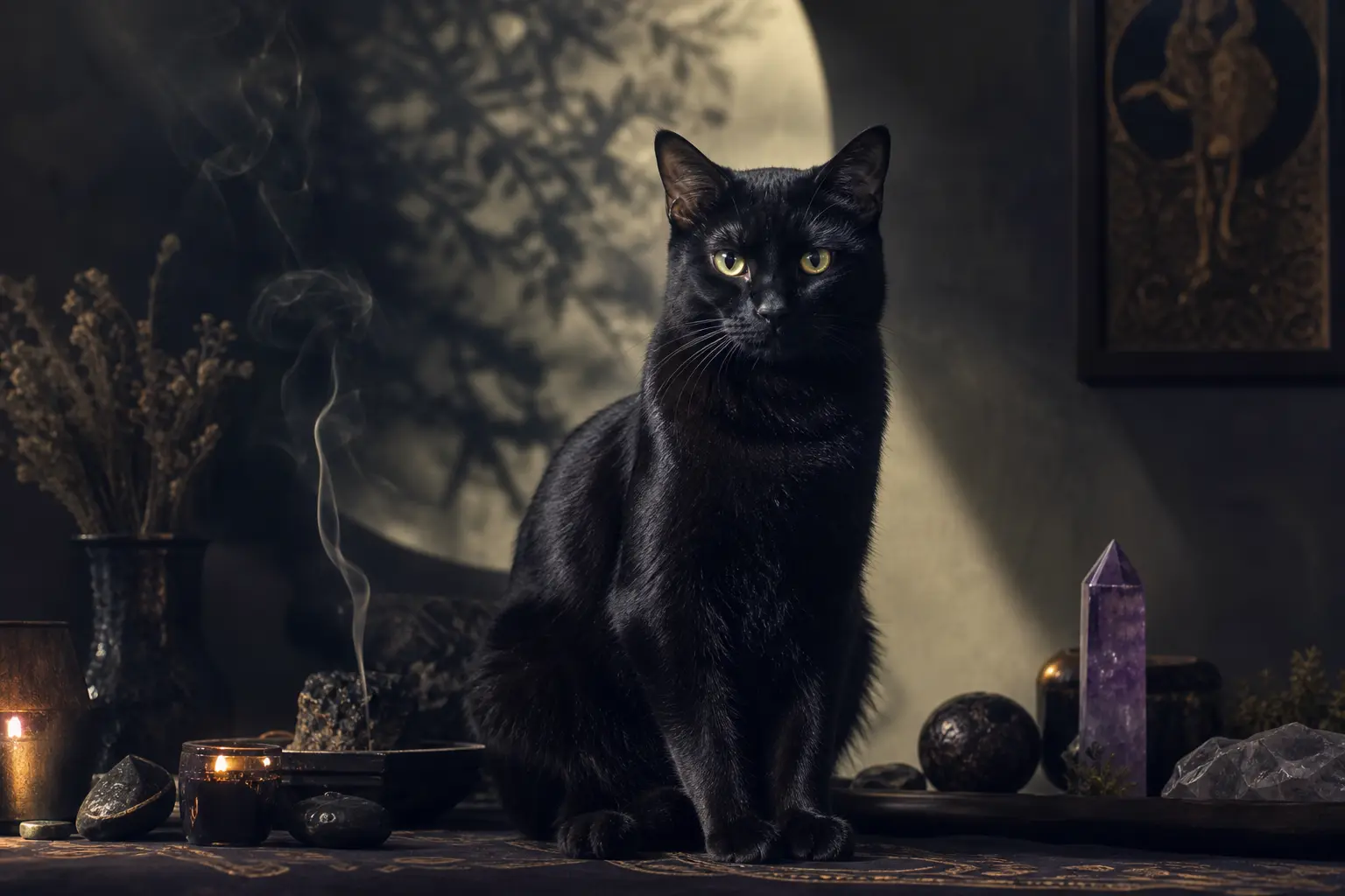black cat spiritual message protection intuition and shadow work